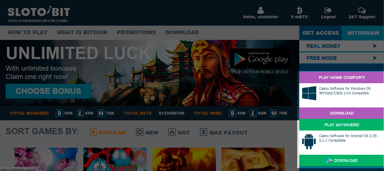 How to play at bitcoin casino SlotoBit.com