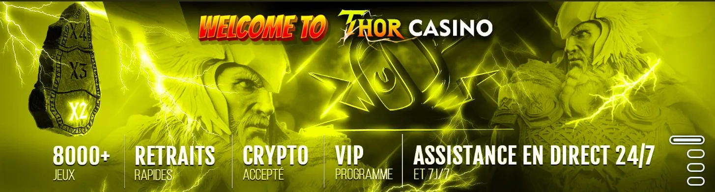 Thor Casino officiel France | 5000+ jeux, bonus et cashback 10 %