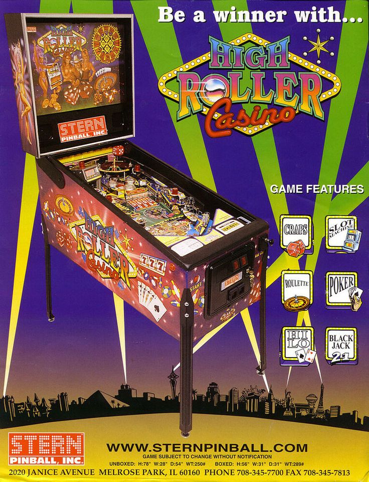 High Roller Casino Pinball Machine FLYER Original NOS Stern Promo ...