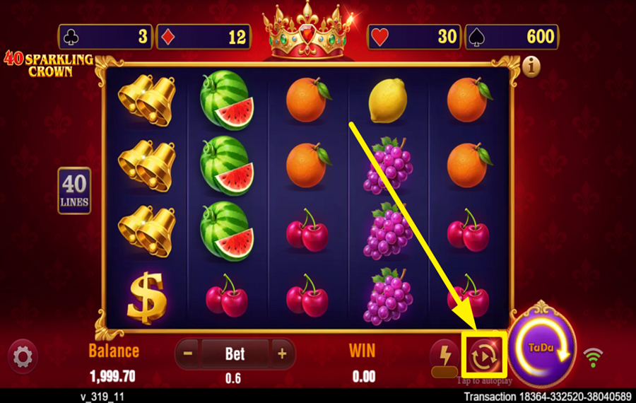 40 Sparkling Crown Slot by TaDa Gaming | Play for Free