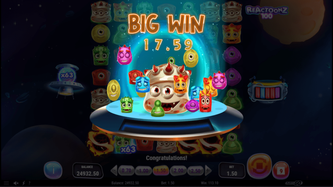 Join the alien takeover in Reactoonz 100 slot by Play'n GO