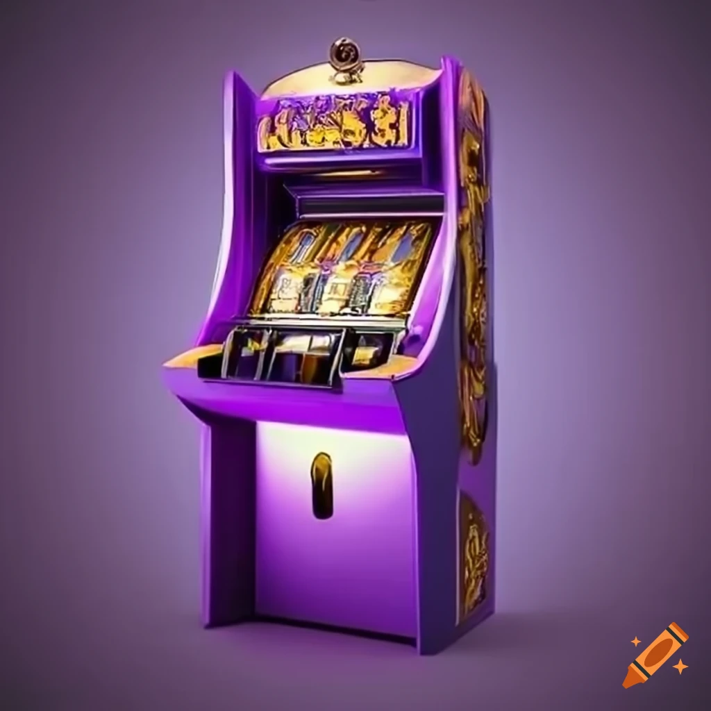 Purple and gold casino slot machine on Craiyon