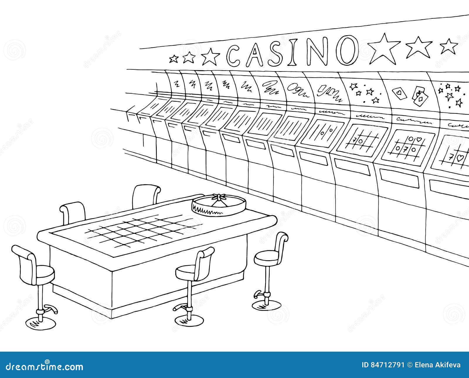 Casino Graphic Black White Interior Sketch Illustration Stock Vector ...