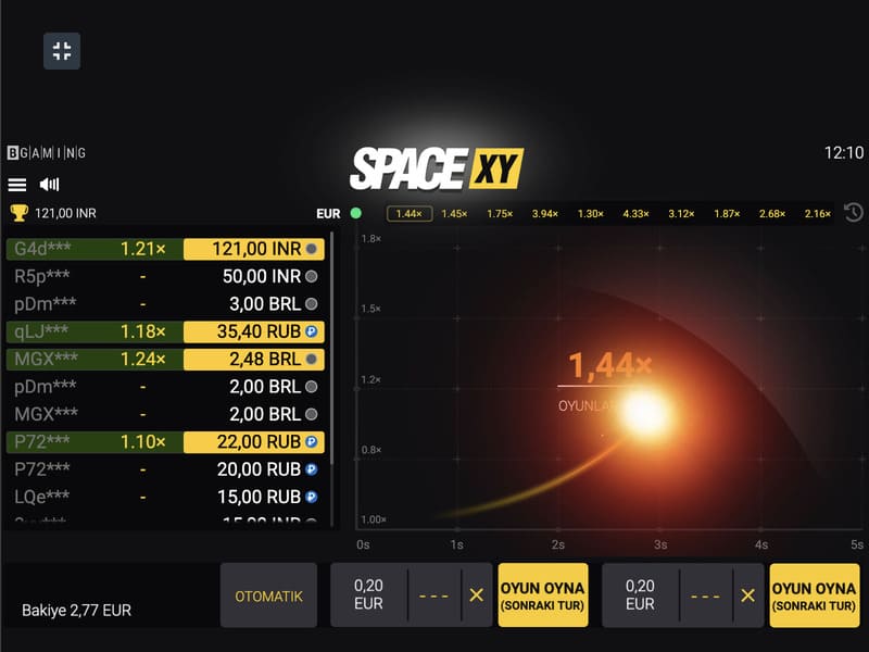 Space XY oyunu - onlayn kazinoda pul üçün oynamaq
