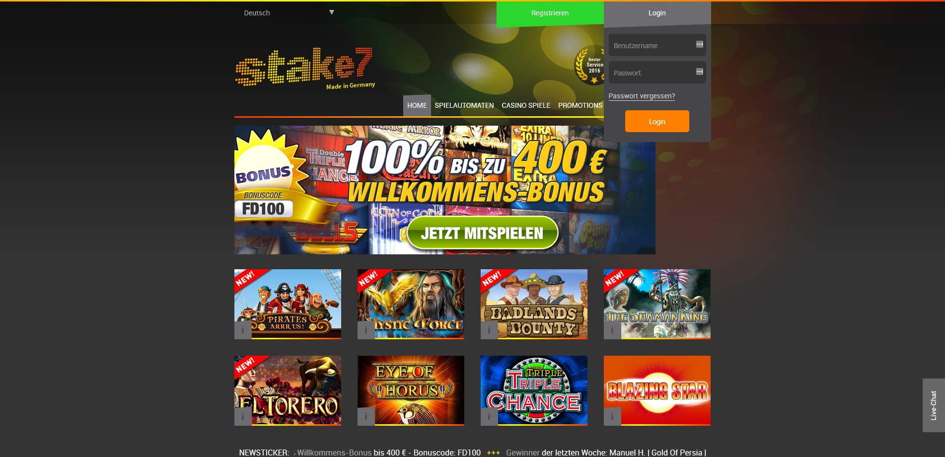 Stake7 – Bis zu 200 Euro Premium-Bonus holen - Spielcasino