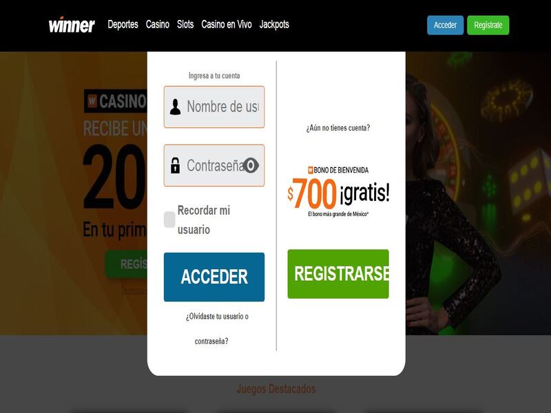Haz login en el casino en línea confiable de Winner México