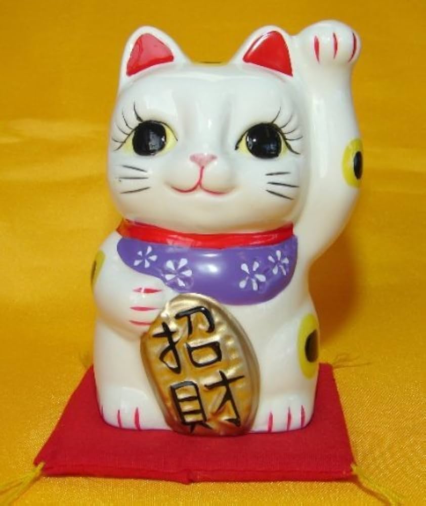 FANCY PUMPKIN 9 Waving Lucky Fortune Cat Maneki Neko Japanese Porcelain ...