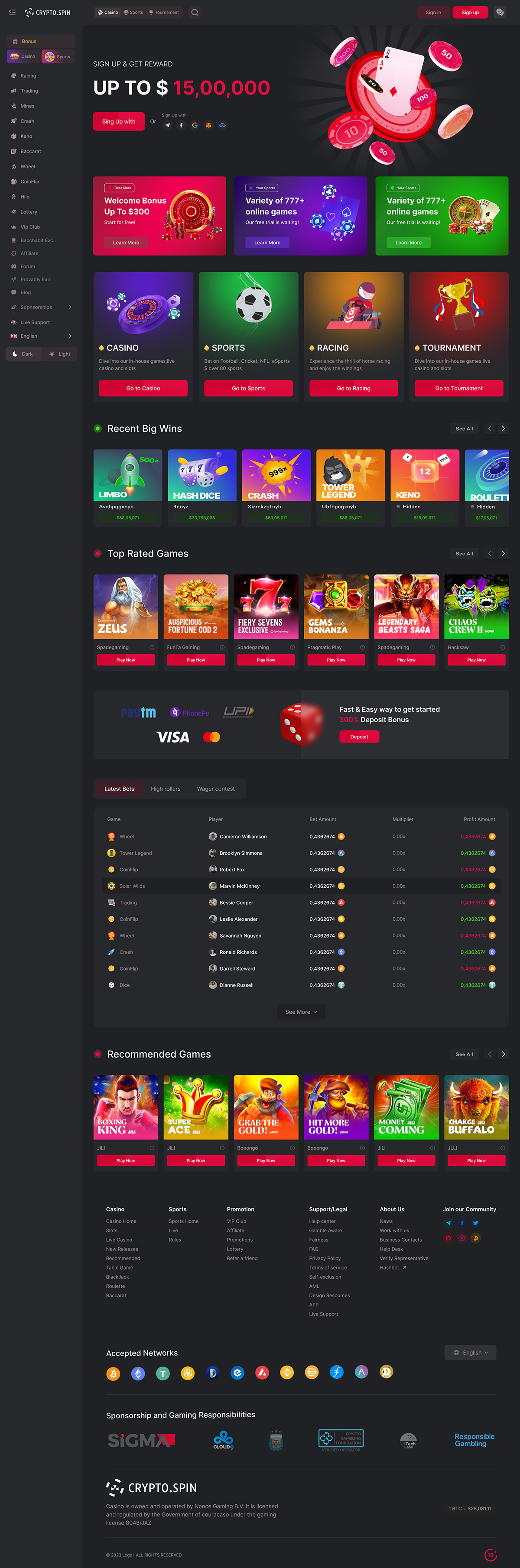 Crypto- Casino Interface (Home Page) on Behance