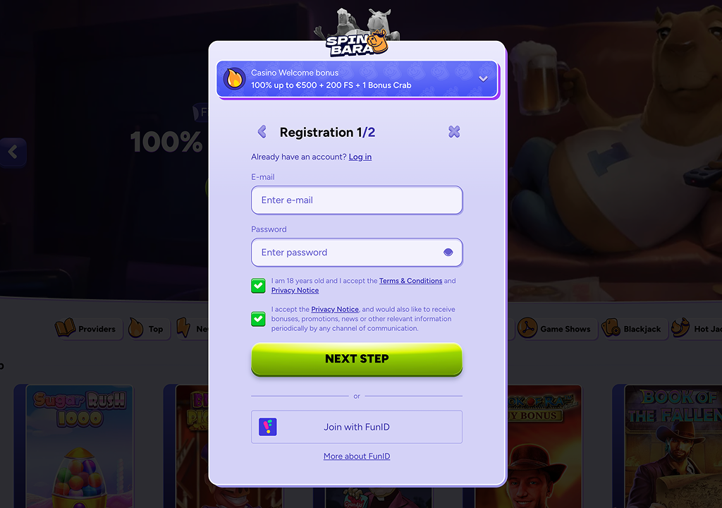 Spinbara Casino - Start with 100% Up to €500 + 200 Free Spins