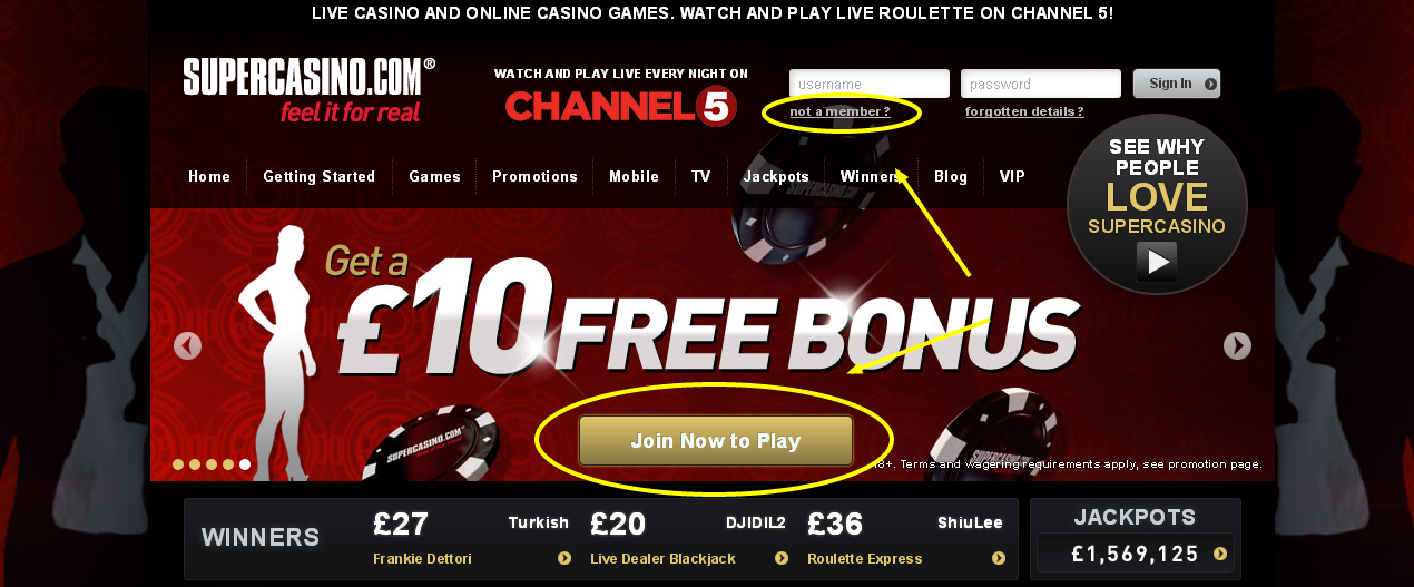 SuperCasino £/$/€10 Free | NoDepositBonus.com