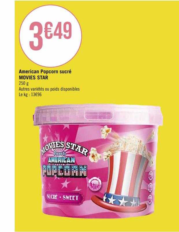 Promo American Popcorn Sucré Movies Star chez Géant Casino - iCatalogue.fr
