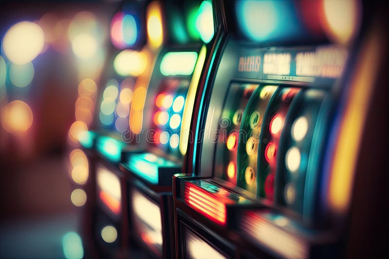 American Slot Machines in Blur, Casino. Jackpot Win Stock Illustration ...