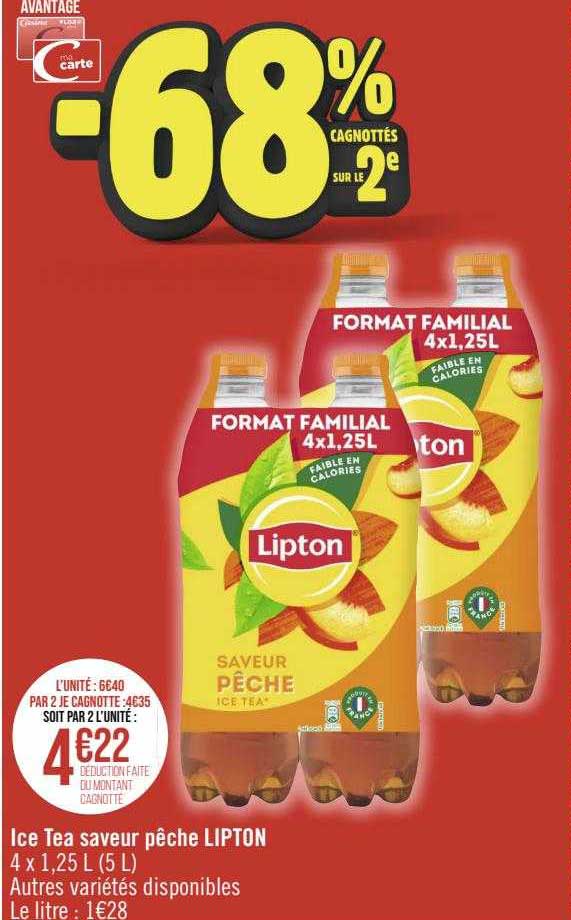 Promo Ice Tea Saveur Pêche Lipton chez Géant Casino - iCatalogue.fr