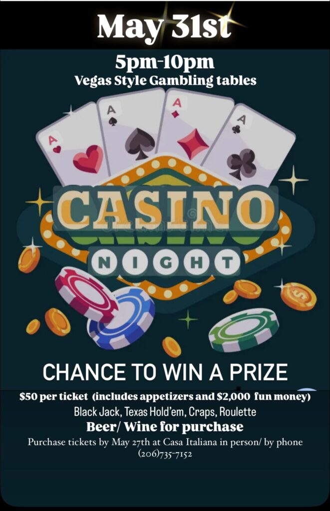 Tickets for Casa Casino Night – Sat May 31 - Casa Italiana - Italian ...