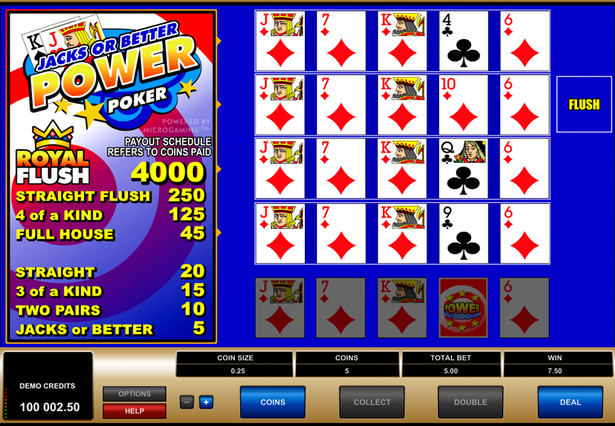 Play Jacks or Better Power Poker Online | Free Poker Games