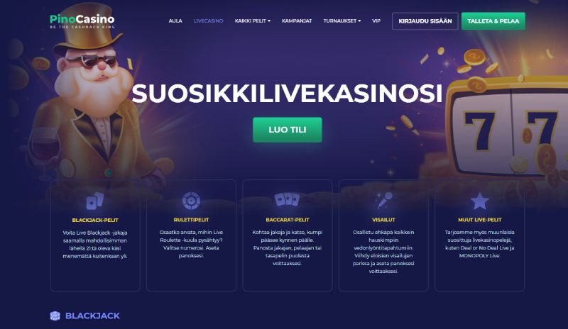 Pino Casino – pikakasinolta 200€ bonus + 100 ilmaiskierrosta
