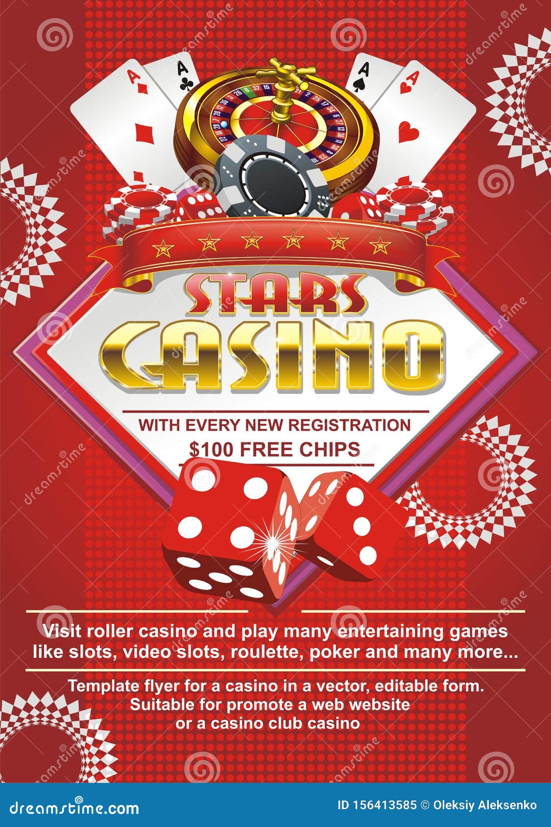 Promotional Flyer for the Casino. Roulette, Cards and Dice on the ...