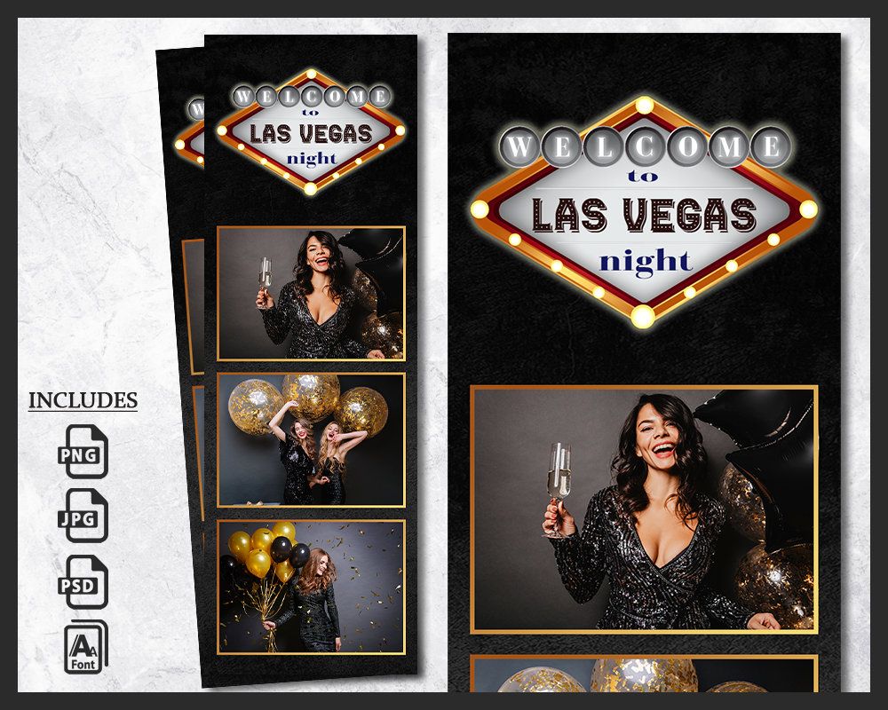 Casino Photo Booth Template, Las Vegas Birthday Party, 2x6 Background ...