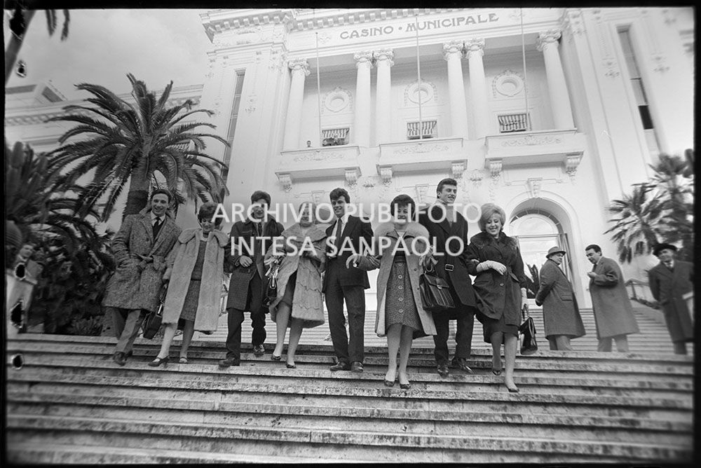 Group photo on the Casino steps during the 11th Sanremo Festival: from ...