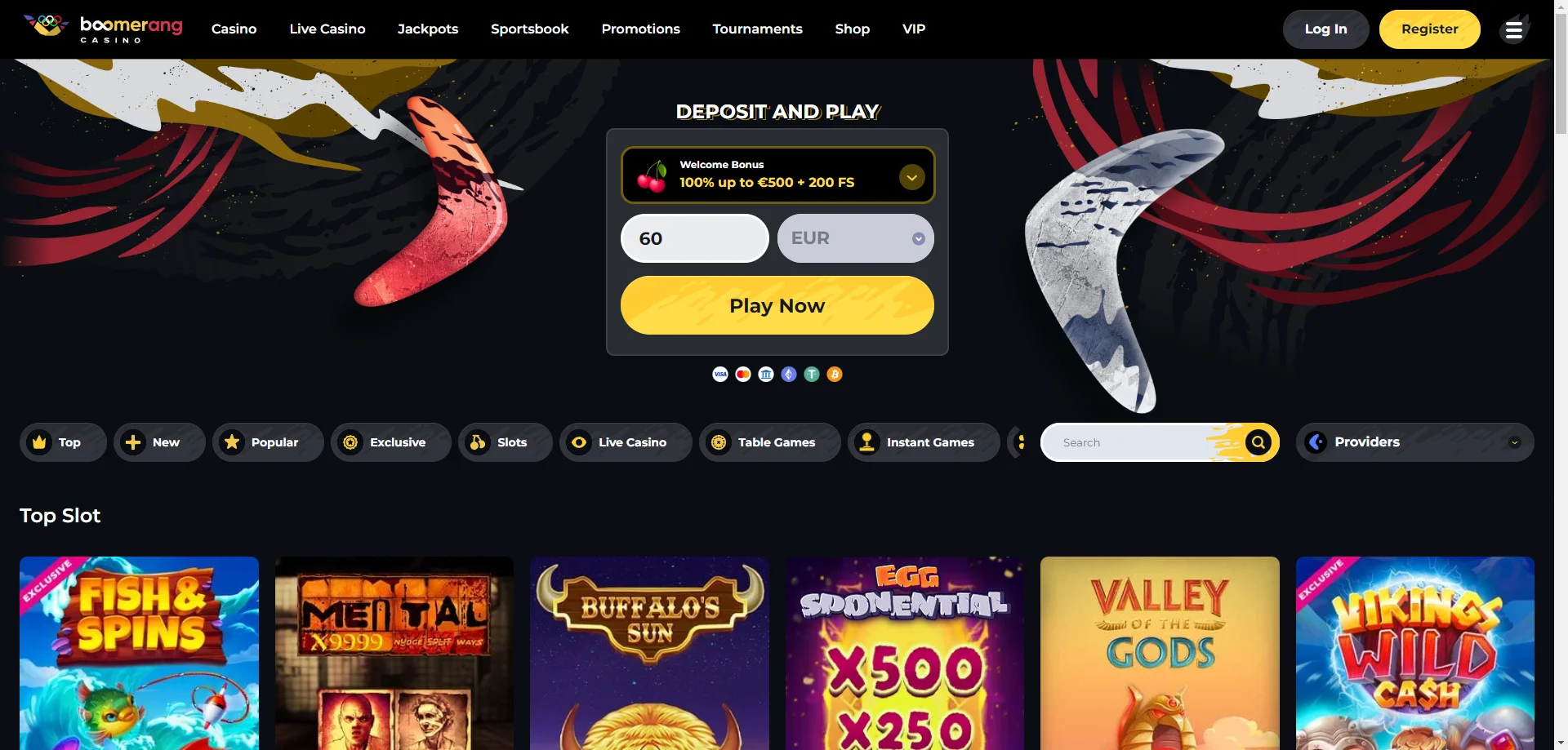 Boomerang Casino 2025 Italia Ritorna a Vincere Con €100 Di Bonus