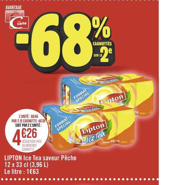 Promo Lipton Ice Tea Saveur Pêche chez Géant Casino - iCatalogue.fr