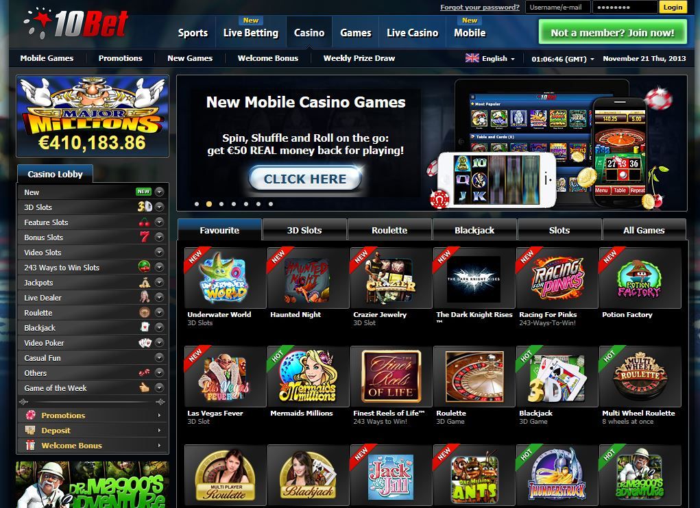 Two Exclusive Bonuses from 10Bet Casino available only from the...